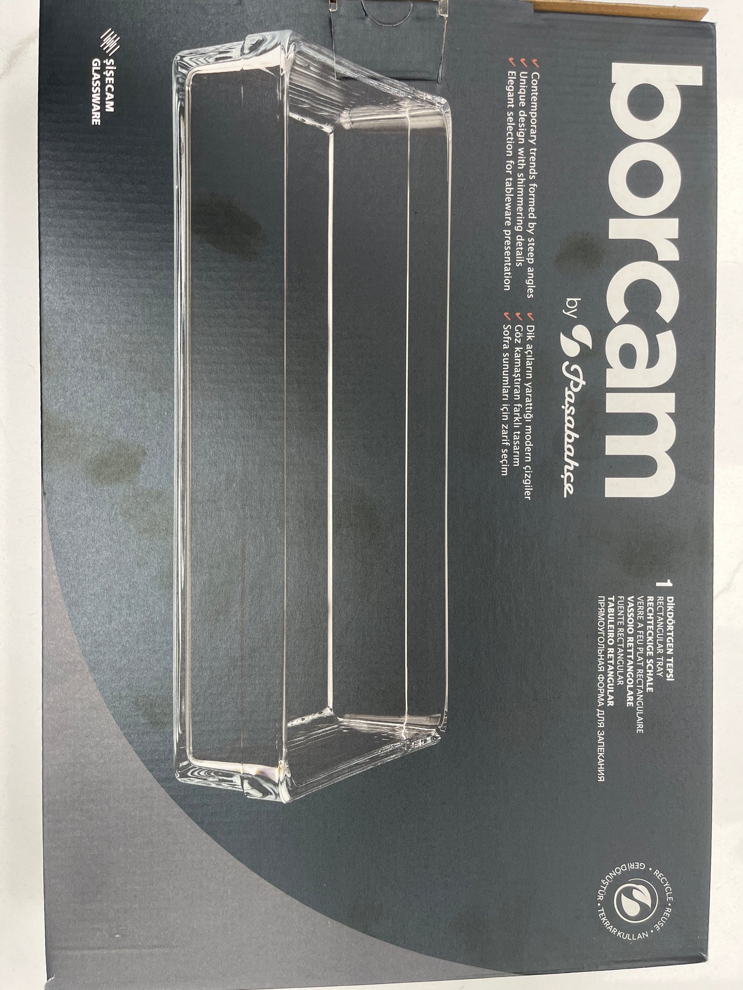 Borcam glass rectangle tray high-quality