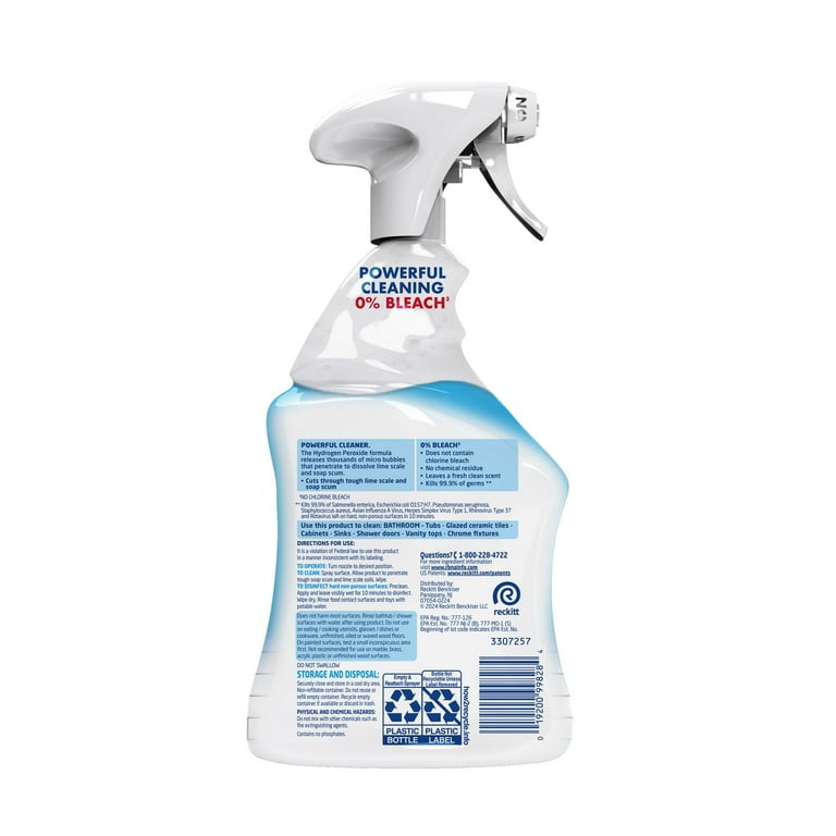 Lysol Bathroom Cleaner OXI Action Spray, Cleaning, Sanitizing, & Disinfecting Spray with Hydrogen Peroxide, Bleach Free, Cool Spring Breeze Scent, 32 fl oz