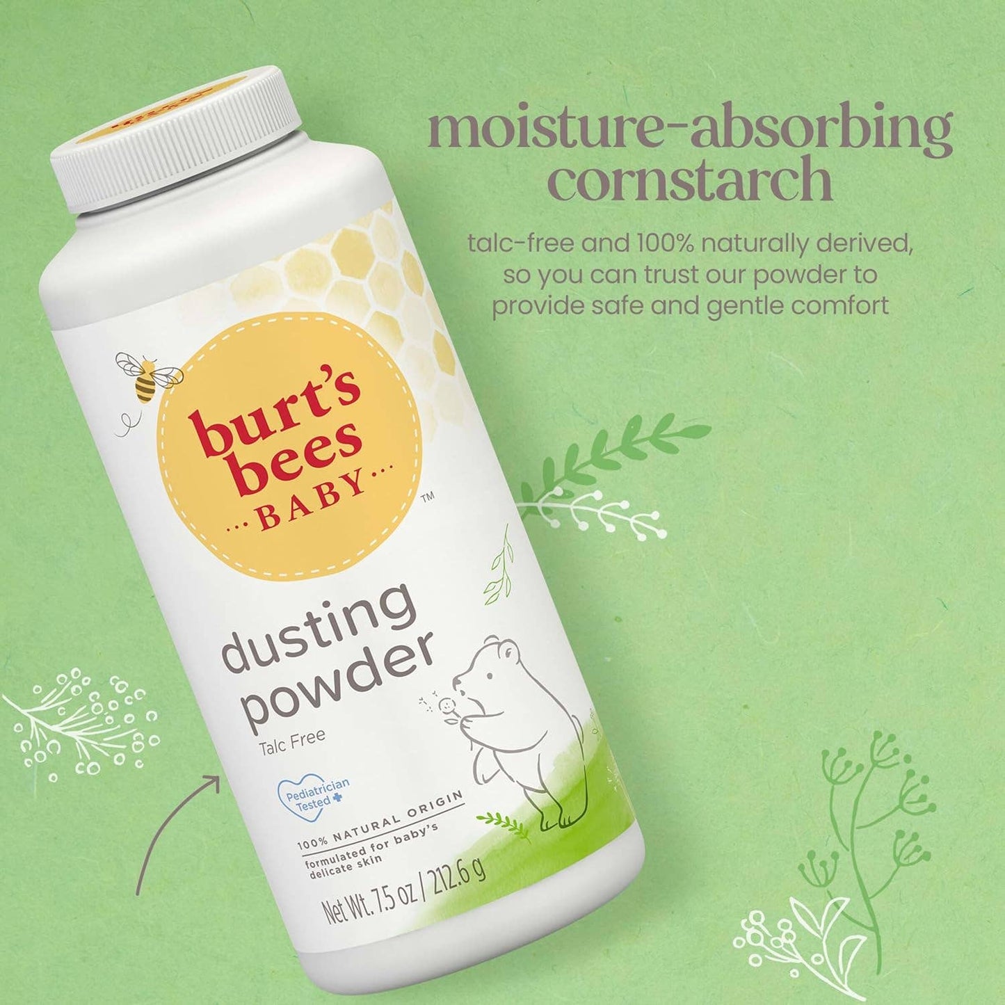 Baby Dusting Powder, Pediatrician Tested, Talc-Free
