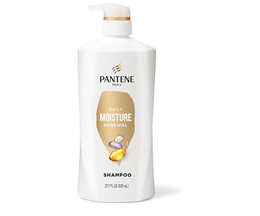Pantene Shampoo, Daily Moisture Renewal - Pro-V Nutrients for Dry, Color-Treated, Straight to Curly Hair, 72-Hour Hydration & Softness, Paraben Free, Cleanses, Strengthens Bonds, 27.7 Fl Oz