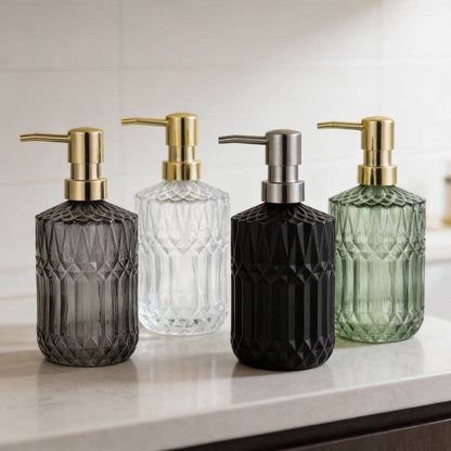 Facet Glass Soap Dispenser: Grey