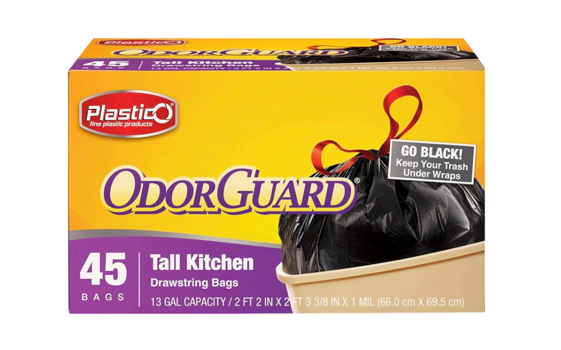 Plastico OdorGuard Tall Kitchen 13 Gal. Bags - Black