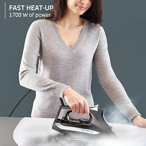 Rowenta Access Steam Iron, Clothes Iron with Steamer, Vertical Steaming, Maximum Steam Distribution, Anti-Drip Protection, Cinamon