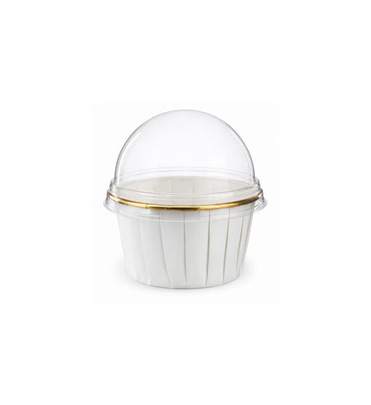 Medium Pleated Baking Cup and Lid Combo White Paper/Foil