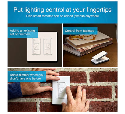 Lutron Caseta Original Smart Dimmer Switch Starter Kit, with Pico Remote, Wall Plate, and Smart Hub, Works with Alexa, Apple Home, and Google Home, 3 Way, 150W, No Neutral Req, P-BDG-PKG1W