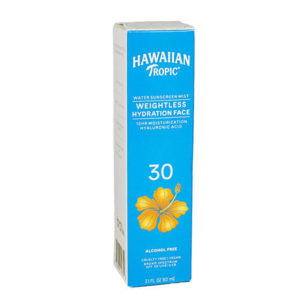 Hawaiian Tropic Weightless Hydration Water Mist for Face, SPF 30, 2.1 OZ