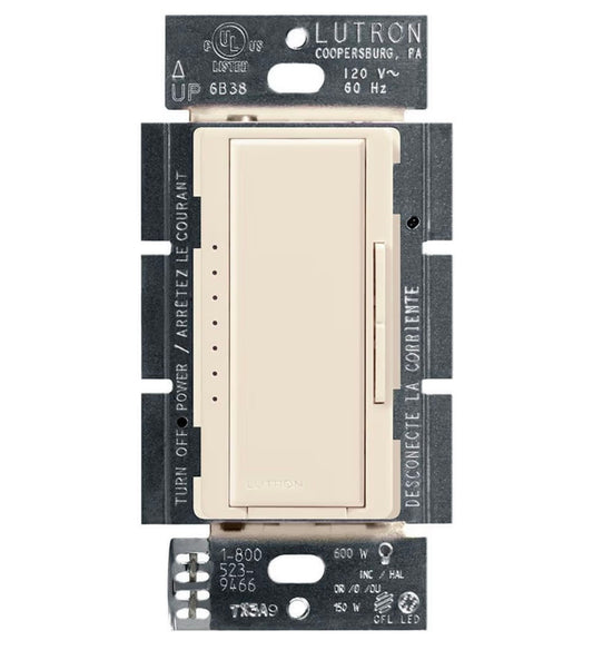 Lutron Maestro LED+ Dimmer Switch for Dimmable LED, Halogen and Incandescent Bulbs, 150W/Single-Pole or Multi-Location, MACL-153M-LA, Light Almond