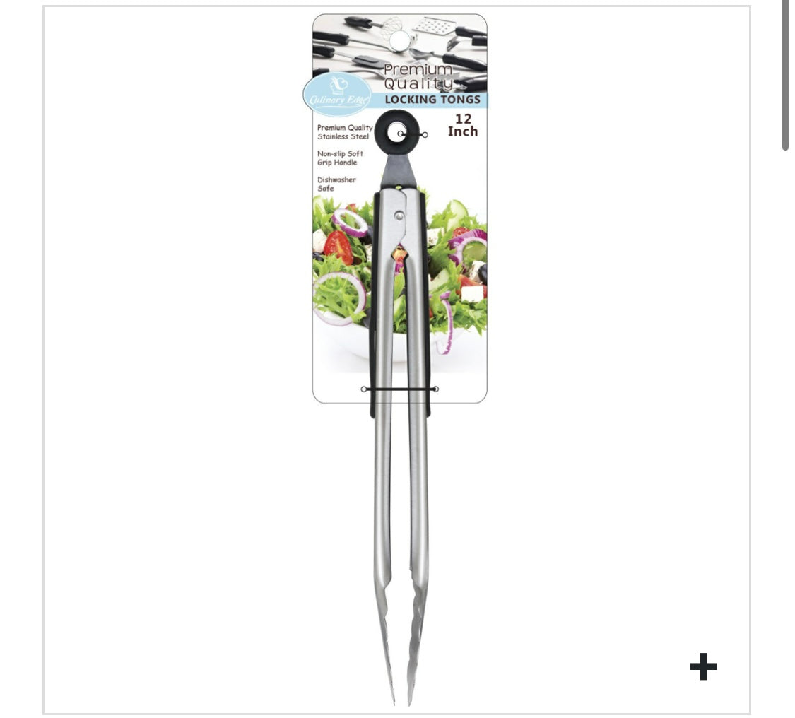 TONGS- stainless steel BLACK – 12″