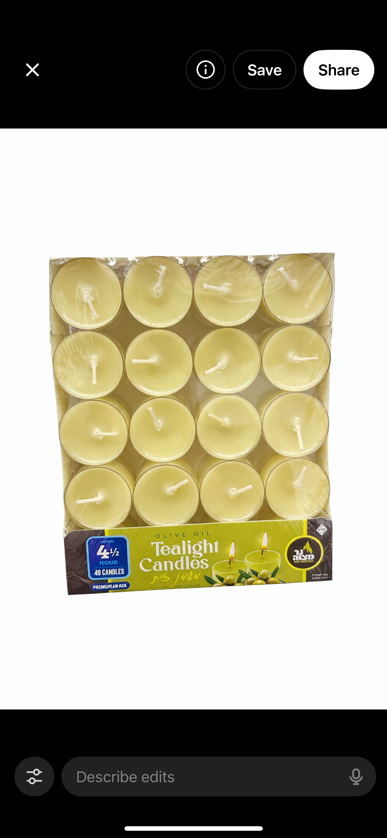 Olive oil tea lights 4.5 HR