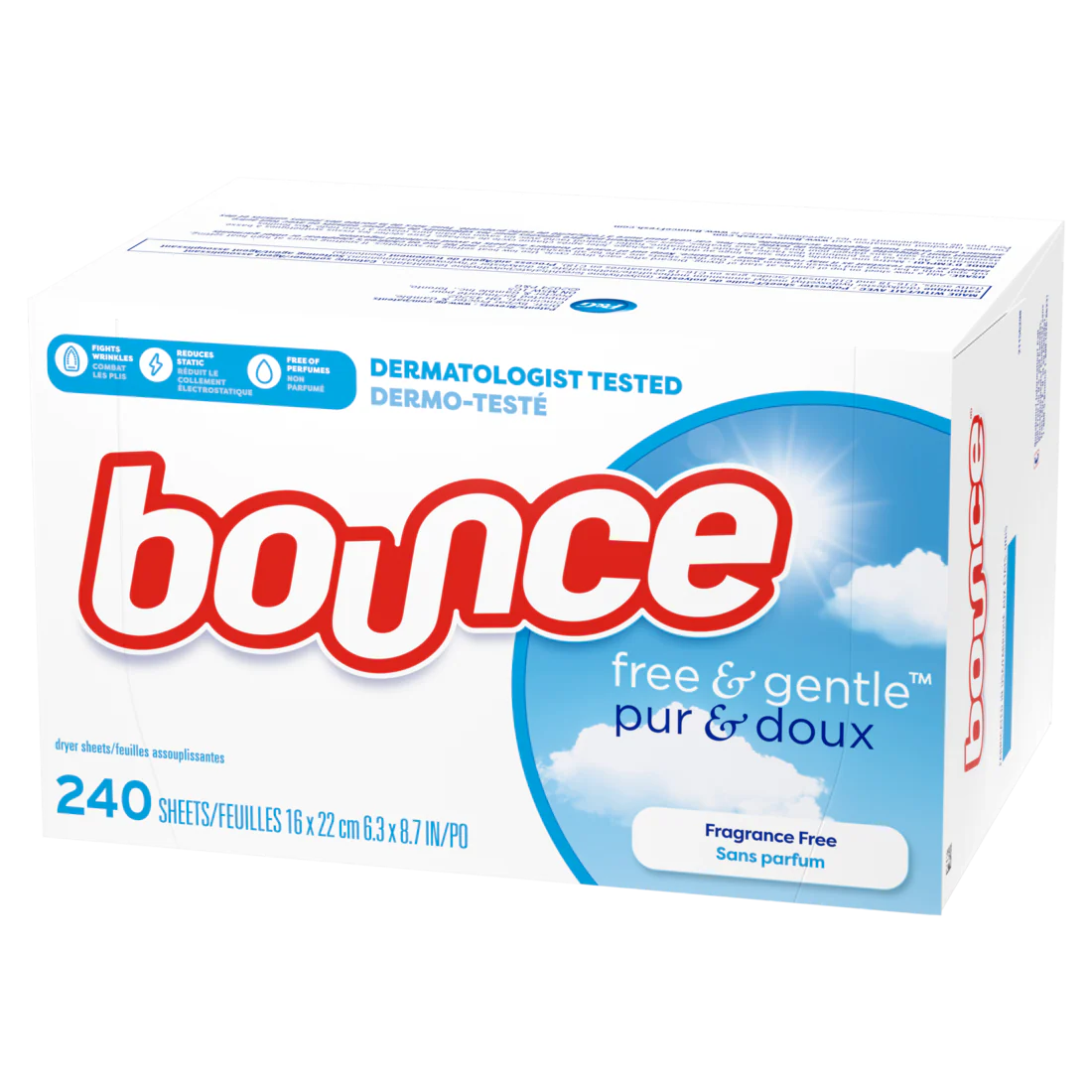 Bounce Free & Gentle Dryer Sheets Unscented - 240ct