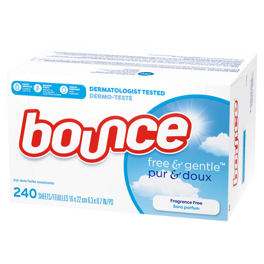 Bounce Free & Gentle Dryer Sheets Unscented - 240ct