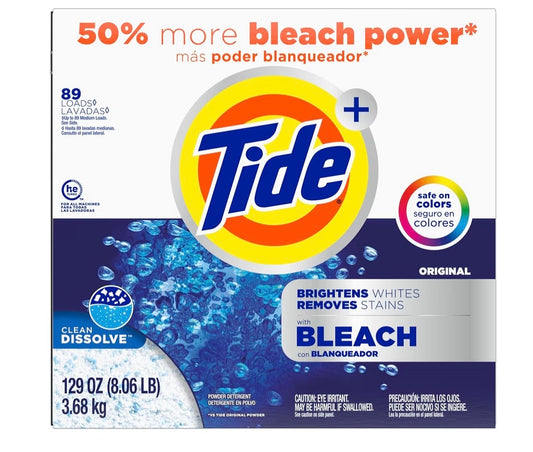 Tide Powder Laundry Detergent With Bleach, Original, 129 Oz, Case