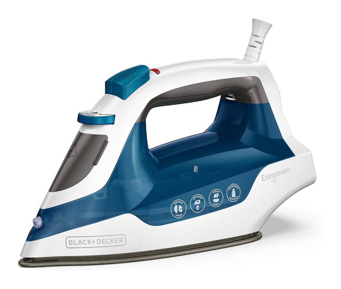 BLACK+DECKER Easy Steam Compact Iron, IR06V, Dual Position Cord, TrueGlide Non-Stick Soleplate, Vertical Steam, SmartSteam