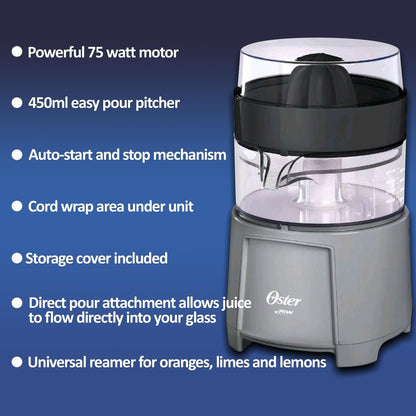 Oster Electric Citrus Juicer, High-Performance Silver 75 Watt Motor Electric ...
