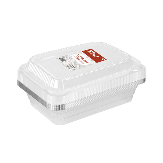 2.25 lb. Aluminum Pans With Plastic Lids (10 Pans 10 Lids)