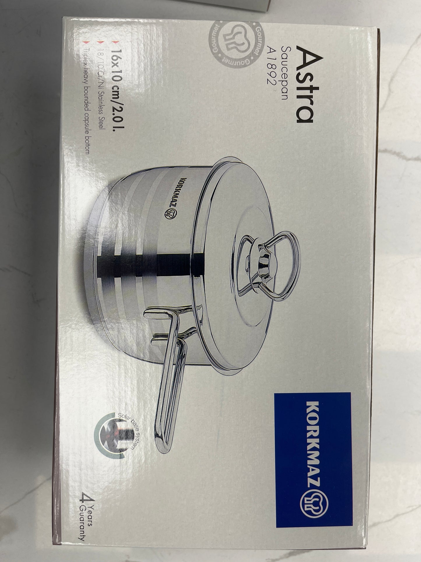 2L Korkmaz 16x10 stainless steel sauce pan