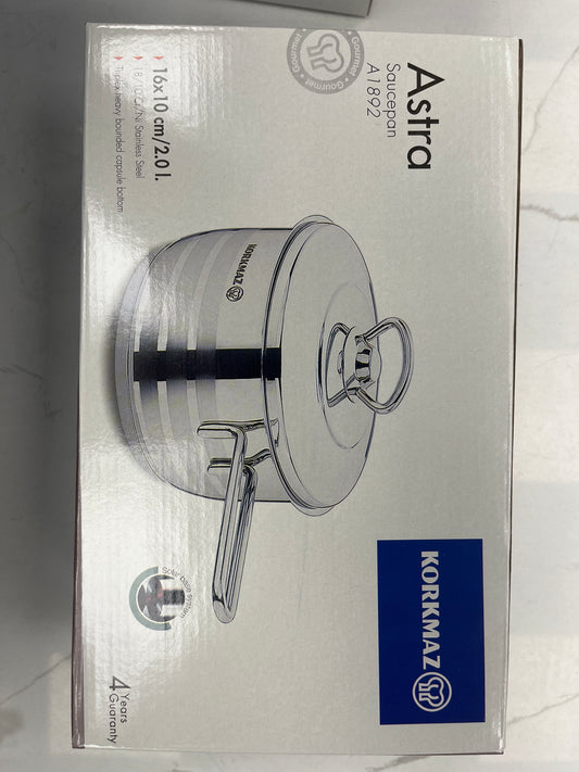 2L Korkmaz 16x10 stainless steel sauce pan
