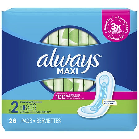 Always maxi pads, 26 count