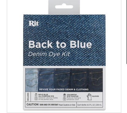 RIT BACK TO BLUE DENIM DYE KIT LIQUID DYE /CLR STAY & GLOVES