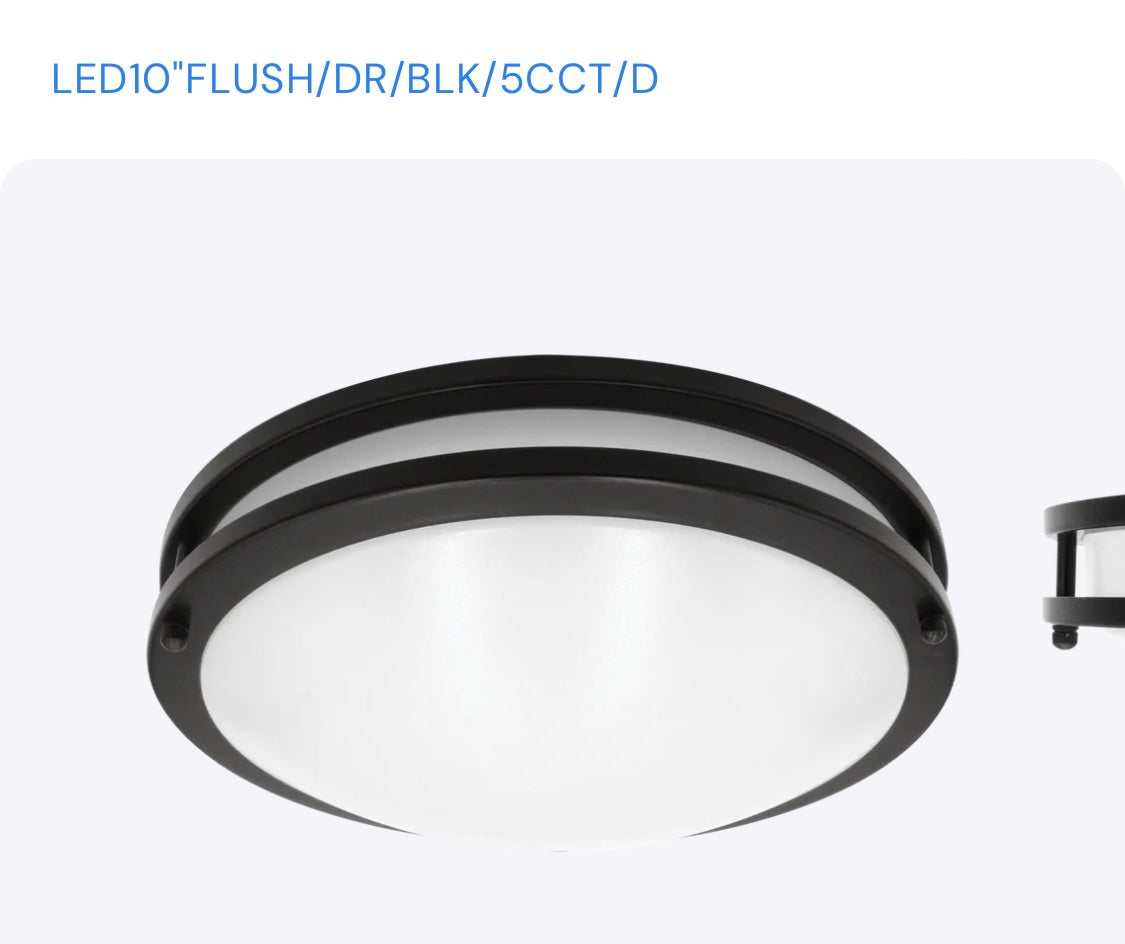 Luxrite LR23290 10" DOUBLE RING SURFACE MOUNT 5CCT BLACK