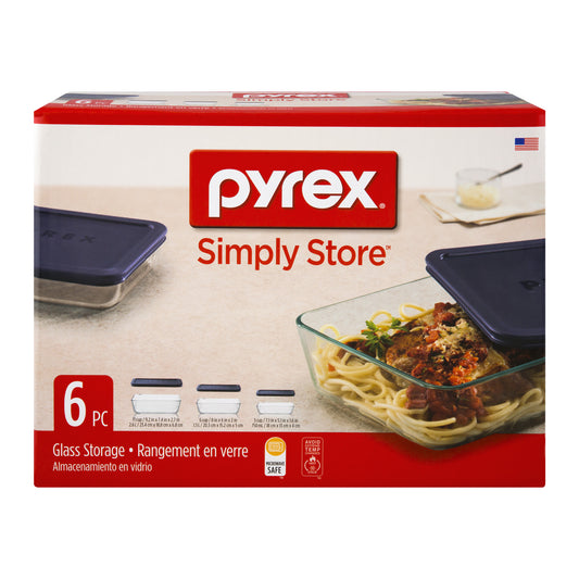 Pyrex rectangle set 3-6-1 cup with blue covers