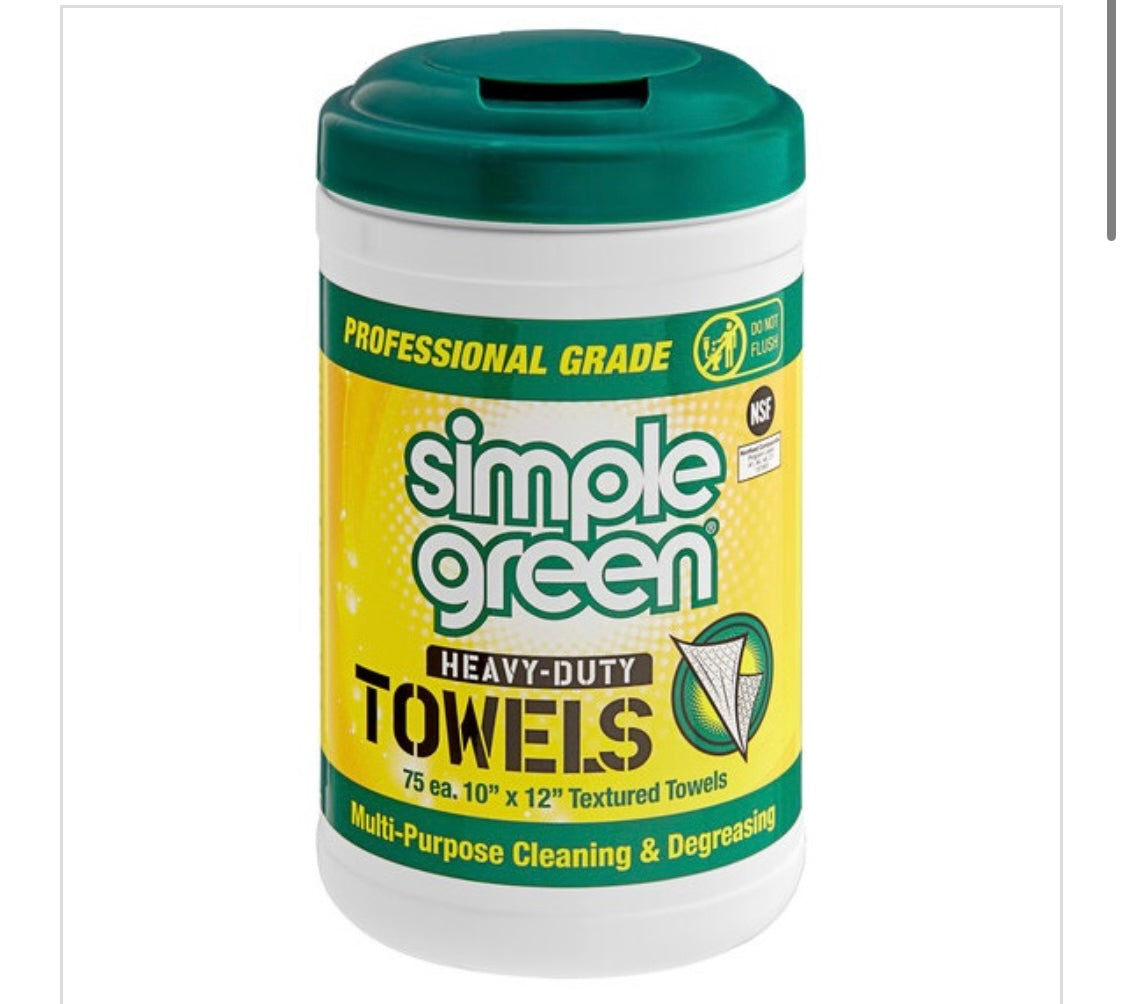SIMPLE GREEN WIPES 75ct ALL PURPOSE- MULTI-SURFACE