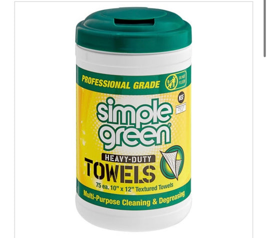 SIMPLE GREEN WIPES 75ct ALL PURPOSE- MULTI-SURFACE