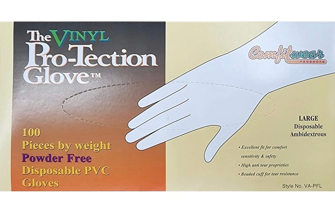 The Vinyl Pro-Technion Glove Disposable PVC Gloves 100 Pieces Powder Free Gloves size Medium