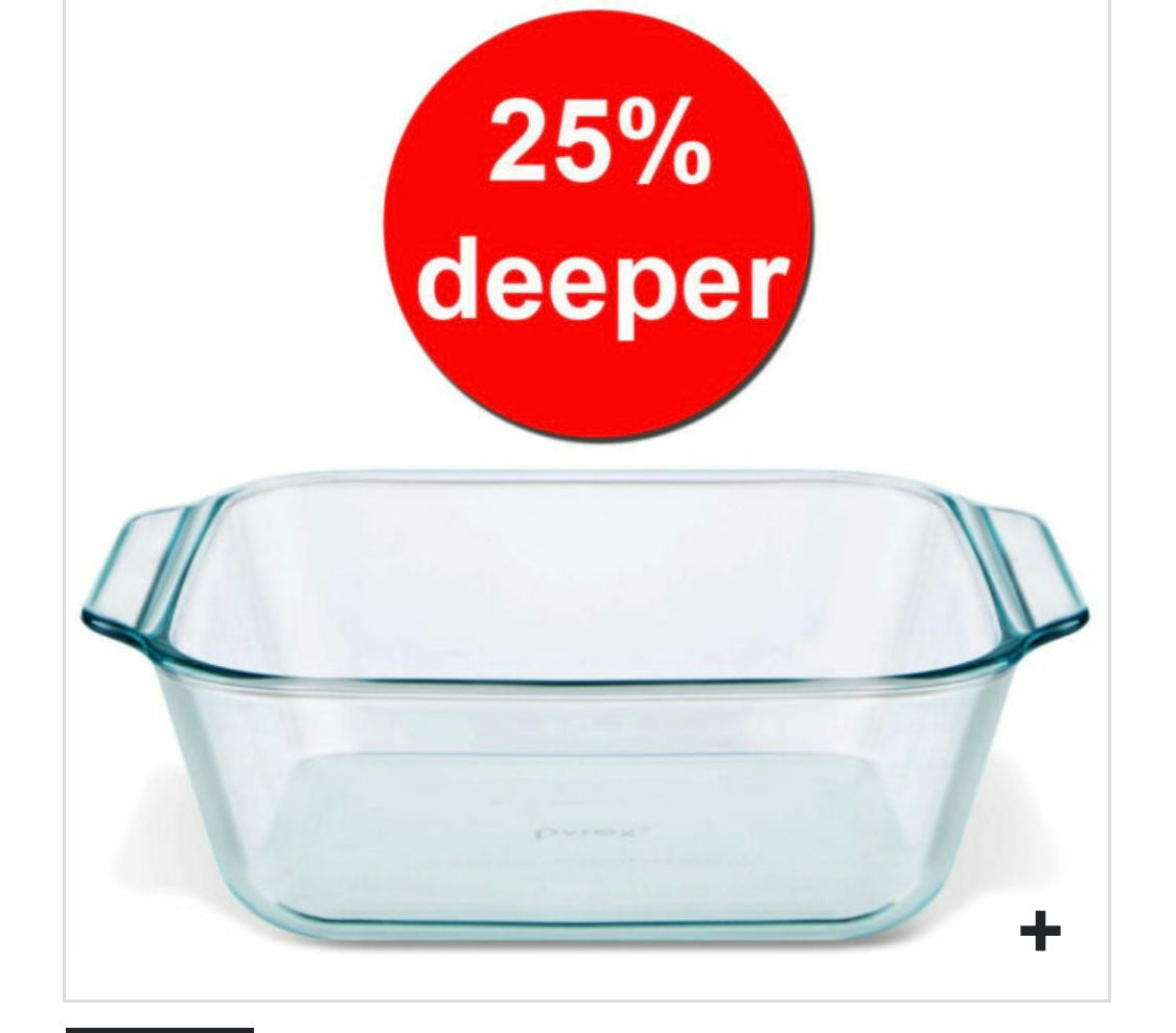 Pyrex deep bake dish square 2.6 QT 8x8 ￼