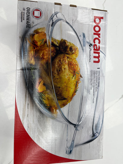 Borcam oval glass casserole with cover