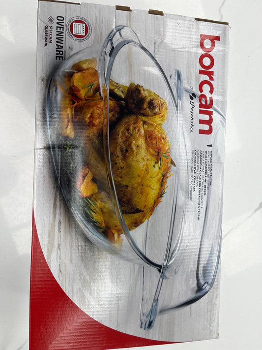 Borcam oval glass casserole with cover