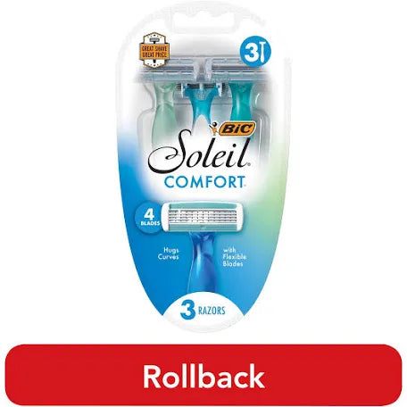 BIC Soleil 4 Women's 4-Blade Disposable Razors, 3 Count