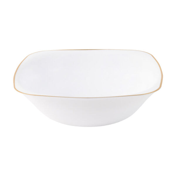 Organic Square Bowls 16oz White with Gold Rim (10 Count)