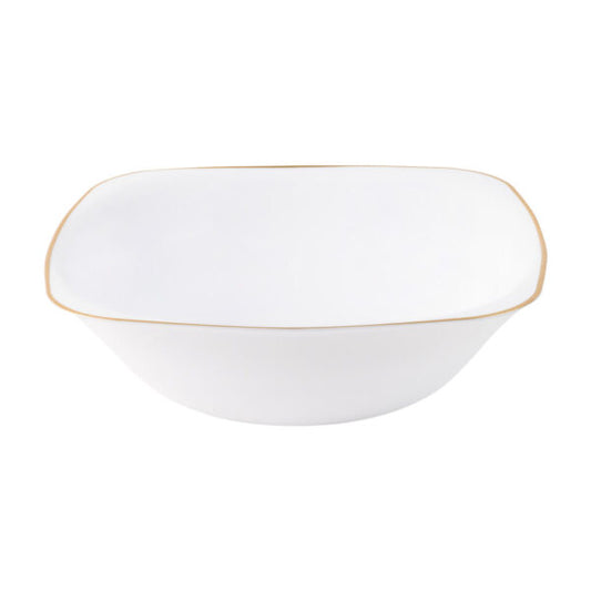 Organic Square Bowls 16oz White with Gold Rim (10 Count)