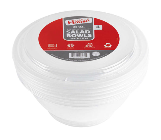 Bowl With Lids 38oz Clear
