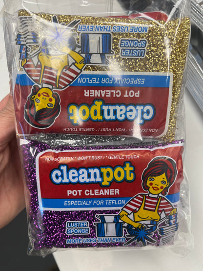 Clean pot purple gold, silver red sponges