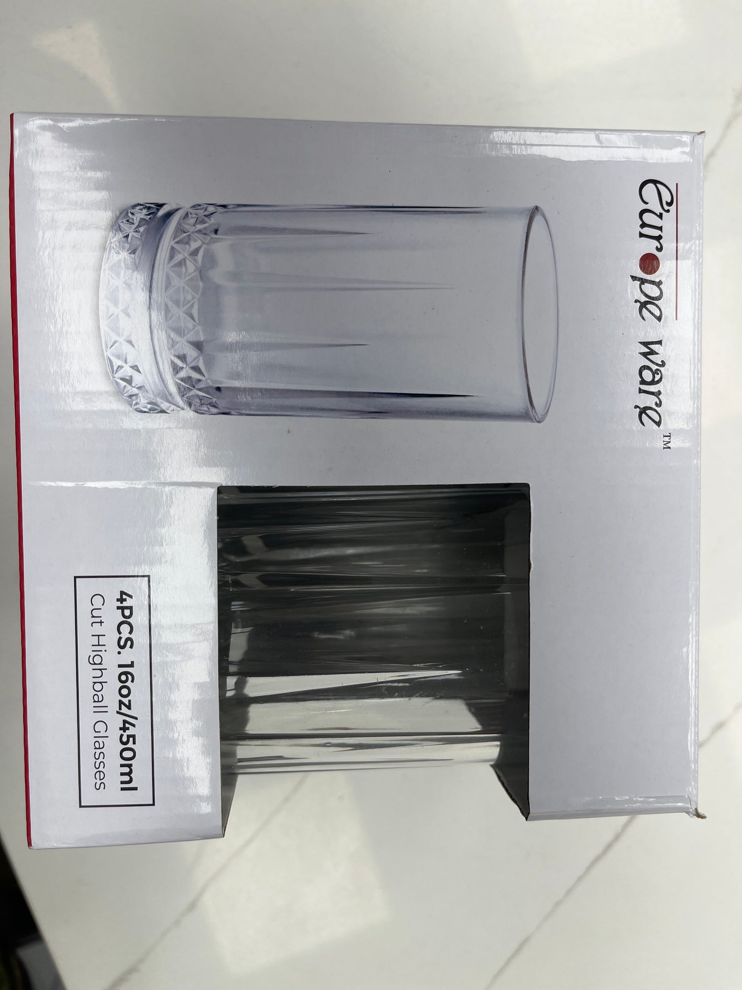 16oz glass cups cut highball 4pcs