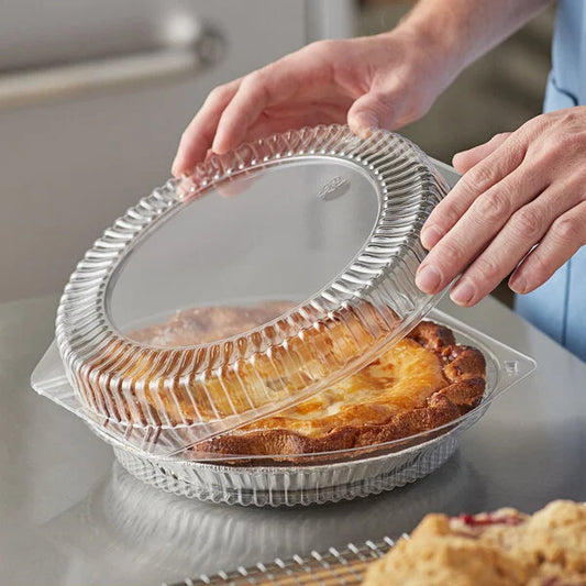 Choice 9" Clear Hinged Low Pie Container