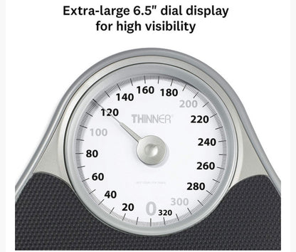 THINNER Extra-Large Dial Analog Precision Bathroom Scale, Analog Bath Scale - Measures Weight Up to 330 lbs.