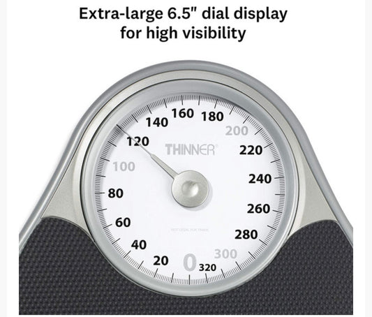 THINNER Extra-Large Dial Analog Precision Bathroom Scale, Analog Bath Scale - Measures Weight Up to 330 lbs.