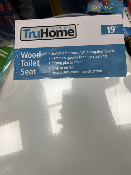 Wood toilet seat, elongated 19 inches white