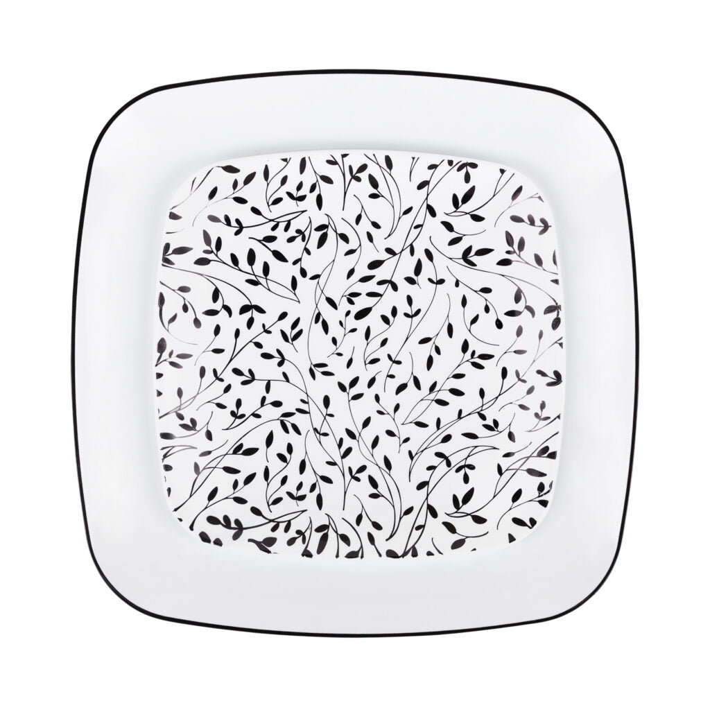 Leaf Square Organic Combo Plates 7.25″ & 10″ Black/White (32 Count)