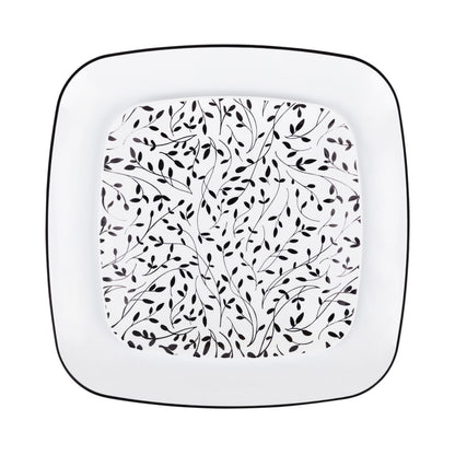 Leaf Square Organic Combo Plates 7.25″ & 10″ Black/White (32 Count)