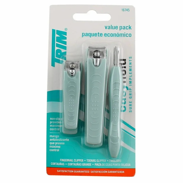 Trim Value Pack Fingernail & Toenail Clippers and Tweezers 3 Count