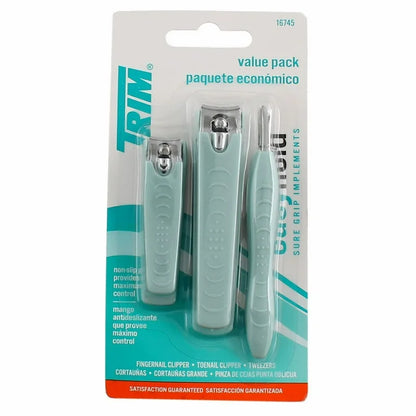 Trim Value Pack Fingernail & Toenail Clippers and Tweezers 3 Count