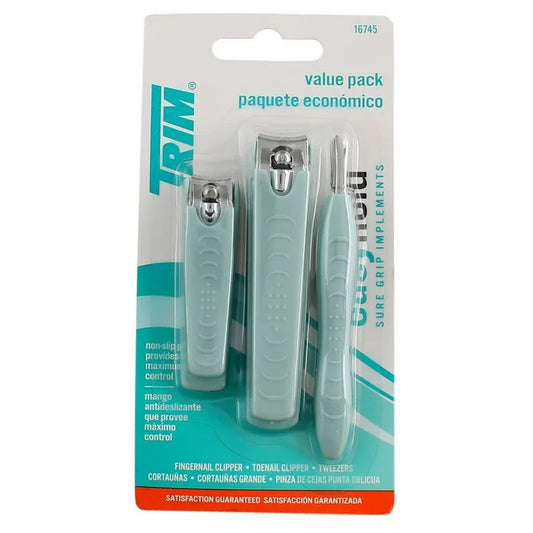 Trim Value Pack Fingernail & Toenail Clippers and Tweezers 3 Count