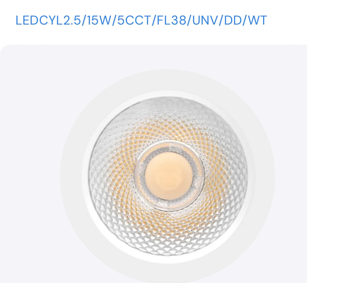 Luxrite LR43720 2.5" CYLINDER SYSTEM - 5 CCT SELECTABLE DUAL DIMMING/UNIVERSAL VOLTAGE