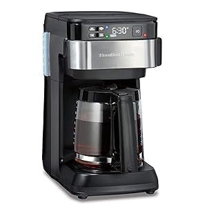 Hamilton Beach Works with Alexa Smart Coffee Maker, Programmable, 12 Cup Capacity, Black and Stainless Steel (49350) - A Certified for Humans Device