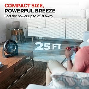 Honeywell TurboForce Air Circulator, Small Tabletop Fan, Quiet Personal Fan for Home or Office, 3 Speeds, 90 Degree Pivoting Head, Black, HT900
