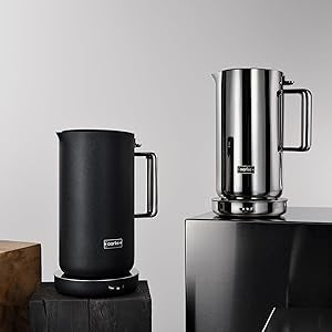 Aarke Stainless Steel Kettle - Perfect for Coffee and Tea Maker Enthusiasts, Non-Drip Spout, Double-Wall Construction, Dry Boil Protection, Heat-Safe Handle, LED Cool-Down Indicator, 1.2L (Black)